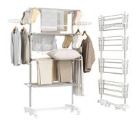 HOMCOM Séchoir à linge pour buanderie et quincaillerie argent normale (80 a 142) x 55 x 152cm (L x l x H) acier inoxydable, plastique HOMCOM