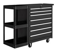 HOMCOM Servante d'Atelier en Acier à 7 Tiroirs, Chariot à Outils sur Roulettes avec Étagère Latérale Amovible, Noir