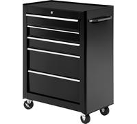 HOMCOM Servante d'atelier en acier, chariot à outils sur roulettes, 5 tiroirs, verrouillable 2 clés, caisse à outils pour atelier, tapis antidérapant, construction robuste, noir