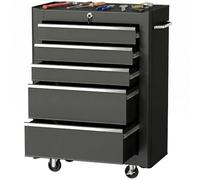 Chariot à outils - HOMCOM - 5 tiroirs verrouillable 2 clés - sur roulettes - acier - 61,5 x 33 x 82,5 cm - noir