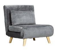 HOMCOM Sessel pliant 2-en-1, Fauteuil de détente, Lit d'appoint, 72 cm x 78 cm x 79 cm, Gris