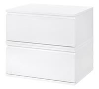 HOMCOM Set 2 Pièces de Table de Chevet avec Tiroir et Design Suspendu en Panneaux de Fibres de Bois et MDF, 49x38x23 cm, Blanc