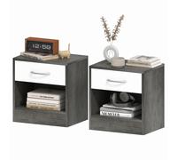 HOMCOM Set 2 Tables de Chevet Modernes avec Étagère Ouverte et Tiroir, en Bois, 39x28x41 cm, Blanc et Gris Foncé