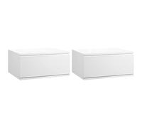 HOMCOM Set 2 Tables de Nuit Modernes tiroir Flottant 49x38x23cm Blanc | Pour chambre et salon, panneau de particules et MDF