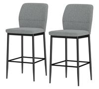 HOMCOM Set 2 Tabourets de Bar en Velours Modernes avec Repose-Pieds et Dossier, 41x52x97 cm, Gris