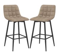 HOMCOM Set 2 Tabourets de Cuisine Style Nordique en Tissu Effet Velours et Métal, 45x47x84 cm, Marron