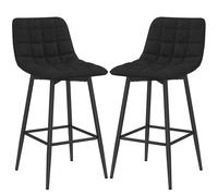 HOMCOM Set 2 Tabourets de Cuisine Style Nordique en Tissu Effet Velours et Métal, 45x47x84 cm, Noir