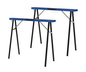 HOMCOM Set de 2 Chevalets de Travail Pliables avec Surface Antidérapante en EVA pour Travaux de Sciage, Bleu et Noir