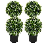 HOMCOM Set de 2 plantes artificielles, plante artificielle résistante aux UV en pot de fleurs, 70 cm plante d'intérieur pour salon, jardin