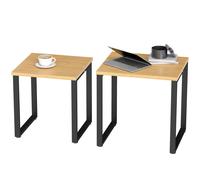 HOMCOM Set de 2 tables basses Table de salon avec cadre métallique pour salon Bois naturel