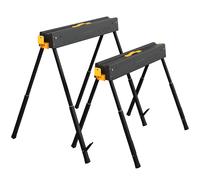 HOMCOM Set de 2 tréteaux pour scie pliants hauteur réglable pour bois 2x4 avec poignée crochets supporte jusqu'à 500 kg noir