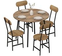 HOMCOM Set repas 5 pièces: table et 4 chaises, pieds métal, finition naturelle.