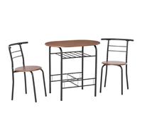 HOMCOM Set Table Moderne avec 2 Chaises pour Salle à Manger, Ensemble de 3 Pièces Meubles Gain d'Espace pour Cuisine, Balcon, Restaurant ou Bar, Marron et Noir