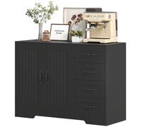 HOMCOM Sideboard, Commode, style moderne, 4 tiroirs, 1 armoire, 105 x 40 x 76 cm, Noir