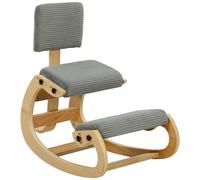 HOMCOM Siège à genoux ergonomique, tabouret genoux avec dossier, aspect velours côtelé, chaise de bureau pour la maison, le bureau, la méditation, Gris foncé