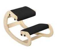 HOMCOM Siège Assis Genoux Ergonomique en Bois à Bascule Réglable, Noir | Chaise à Genoux pour Bureau à Domicile, Améliorer la Posture, Maux de Dos