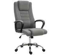 HOMCOM Siège Ergonomique Pivotant Gris Foncé en Lin Ajustable avec Roulettes Aosom France