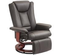 HOMCOM Siège inclinable pivotant Manuel Repose-Pieds Similicuir Marron | Fauteuil de salon