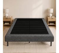 HOMCOM Sommier Tapissier 140x190 cm, 10 Lattes Bois, 9 Pieds Stables Gris | Cadre de Lit avec Revêtement en Chenille, Charge Max. 400 kg, Montage Facile, pour Chambre, Appartement et Maison