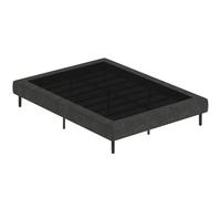 HOMCOM Sommier Tapissier 140x190 cm, Cadre de Lit avec Revêtement en Chenille, 10 Lattes Bois, 9 Pieds Stables, Gris