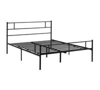 HOMCOM Structure de Lit Double en Acier 160x200cm avec Lattes, Tête et Pied de Lit - Noir
