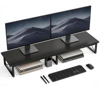 HOMCOM, support de moniteur pour bureau, en bois, avec 2 compartiments de rangement, noir