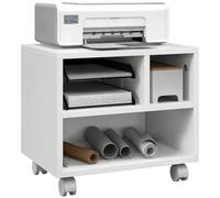 HOMCOM Support d'Imprimante 3 Compartiments 40L x 30l x 36H cm Bois Blanc | Meuble de Rangement, Caisson de Bureau, Compartiments Ouverts