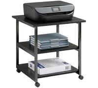 HOMCOM Support d'Imprimante 3 Niveaux sur roulettes 50 x 50 x 52,5 cm Noir | Desserte de Rangement, Étagères Mobile