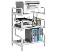 HOMCOM Étagère support d'imprimante 3 niveaux – Acier et bois 55x40x77 cm blanc