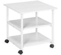 HOMCOM Support d'imprimante desserte de rangement 3 niveaux étagères mobile sur roulettes 50L x 50l x 52,5H cm