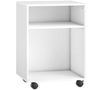 HOMCOM Support d'imprimante, meuble de rangement sur roulettes avec 2 étagères ouvertes, 40x35x55,5cm, blanc