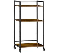 HOMCOM Support d'imprimante meuble étagère de rangement sur roulettes avec 3 étagères en panneaux de particules et métal - dim. 50L x 35l x 100,5H cm
