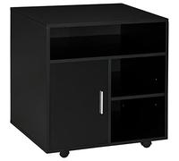 Support d'imprimante organiseur bureau caisson placard porte 3 niches + grand plateau panneaux particules noir