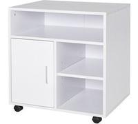 HOMCOM Support imprimante organiseur bureau caisson 3 niches grand plateau panneaux particules blanc