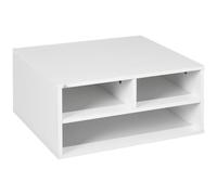 HOMCOM Support Imprimante Caisson de Bureau Meuble de Rangement pour Bureau avec 3 Compartiments Organisateur de Bureau 47 x 40 x 22,5 cm, Blanc