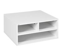 HOMCOM Support Imprimante Caisson de Bureau Meuble de Rangement pour Bureau avec 3 Compartiments Organisateur de Bureau 47 x 40 x 22,5 cm, Blanc