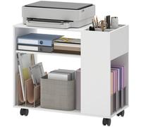 HOMCOM Support pour imprimante Table pour imprimante avec compartiment divisé, surfaces de rangement pour bureau 70 x 34 x 60 cm Blanc