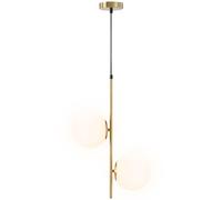 HOMCOM Suspension luminaire moderne double-tête, finition dorée | Lustre Plafonnier, Lumière Suspendue Réglable, pour Salon, Entrée