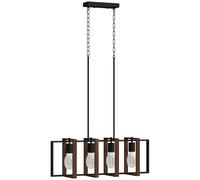 HOMCOM Suspension luminaire moderne, lustre plafonnier avec 4 cadres rotatifs et hauteur réglable, 80 x 21 x 90-130 cm, noyer