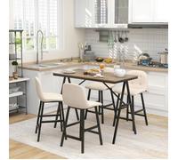 HOMCOM Table à bar avec tabouret Set Table de cuisine Beige 5 pièces groupe repas Table bistrot avec 4 chaises