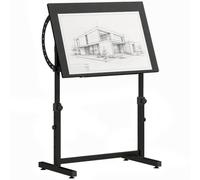 HOMCOM Table à Dessin Inclinable Réglable en Hauteur Relevable 0°-85° Noir | Bureau à Dessin, Table de Travail, Rebord Antidérapant, Cadre en Acier, pour Dessinateur Architecte Peintre Ingénieur