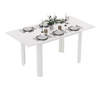 HOMCOM Table à manger extensible, 120-160 x 70 cm, Table de cuisine ajustable pour 4-6 personnes, MDF, Blanc brillant