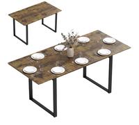 HOMCOM Table à manger extensible 140-180 cm, 6 à 8 places, brun rustique | Table de cuisine rectangulaire extensible style industriel avec pieds en acier, gain de place, pour salle à manger et salon