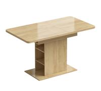 HOMCOM Table à manger extensible rectangle pour 4 à 6 personnes, table de cuisine 110-130 cm, 6 étagères ouvertes, bois naturel
