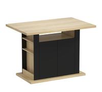 HOMCOM Table à manger ilot central cuisine avec grand plan de travail 4-6 personnes placard 4 portes 110 x 70 x 75,5 cm noir