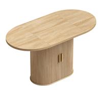 HOMCOM Table à manger ovale pour 6 personnes avec plateau épais portes coulissantes à persienne 6 compartiments chêne