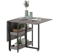HOMCOM Table à Manger Pliable au Design Industriel pour jusqu'à 4 Personnes, Étagères Ouvertes, Flexible, Métal, Panneau de Particules, Gris