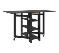 HOMCOM Table à Manger Pliable sur roulettes Moderne 120 x 60 x 75 cm Noir | Table Pliante Cuisine, 2 Abattants et 3 Étagères, Table de Cuisine pour Petits Espaces