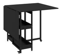 HOMCOM Table à manger pliante au style industriel, pour jusqu'à 4 personnes, étagères ouvertes, flexible, métal, panneau de particules, Noir