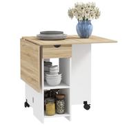 Table à manger pliante - HOMCOM - extensible - pour 2 à 4 personnes - 2 abattants - rectangulaire - design moderne - chêne